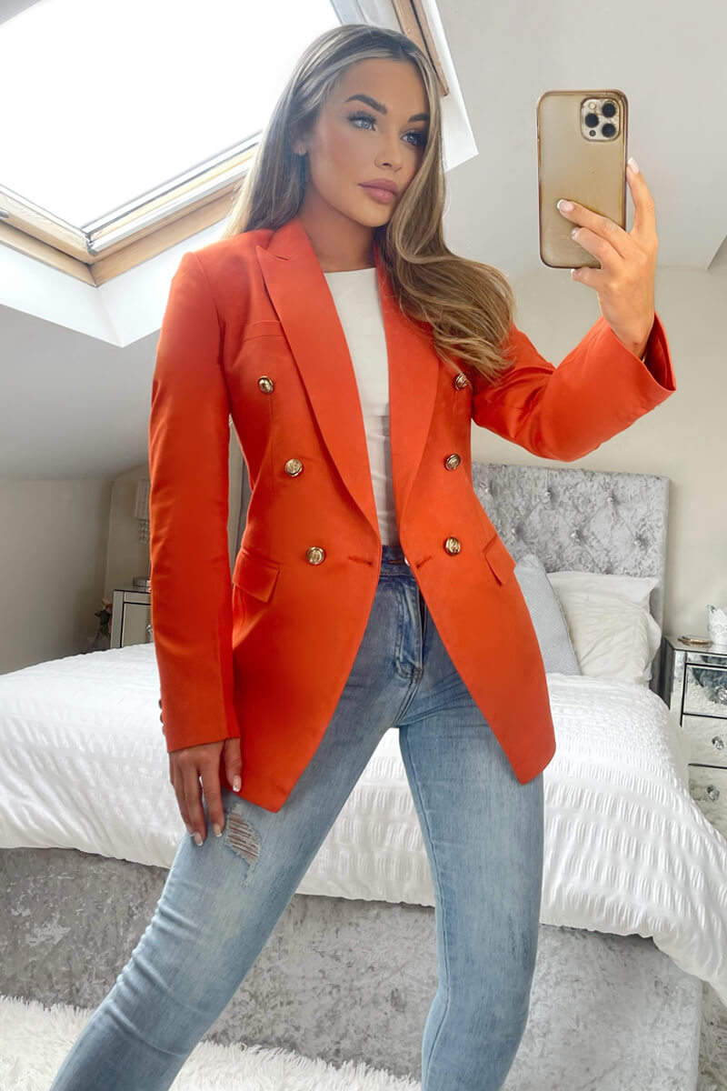 Orange Military Style Blazer