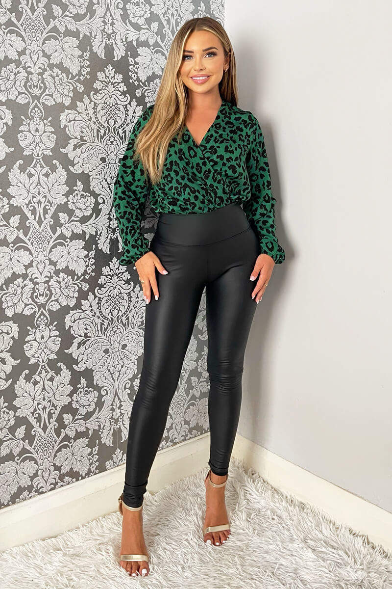 Leopard print wrap bodysuit deals