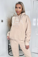 Stone French Riviera Embroidered Slogan Hoodie Lounge Set