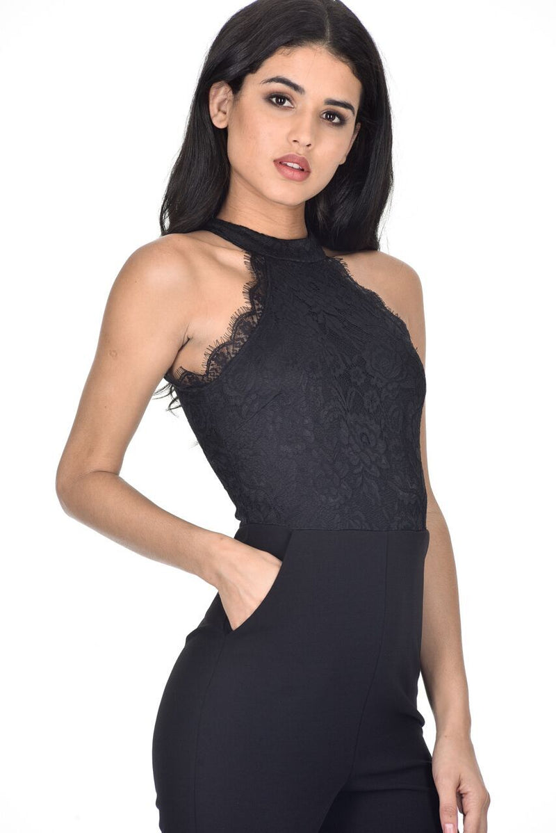 Lace high neck jumpsuit top