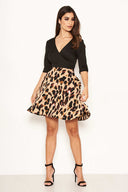 2 In 1 Black Animal Print Dress