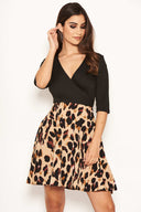 2 In 1 Black Animal Print Dress