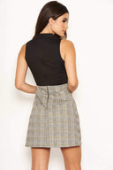 2 in 1 High Neck Dress With Check Detailing