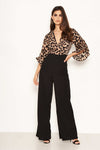 2 in 1 Leopard Print Frill Sleeve Jumpsuit