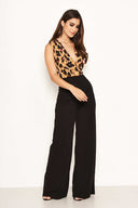 2 in 1 Leopard Print Wrap Top Jumpsuit