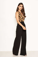 2 in 1 Leopard Print Wrap Top Jumpsuit