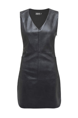 Black Faux Leather Mini Shift Dress
