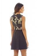 Black 2-In-1 Skater Dress with Sleeveless Detail