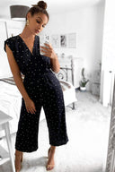 Black Spotty Wrap Culotte Jumpsuit