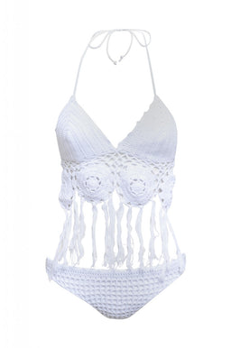 Tasseled Crochet Top Bikini
