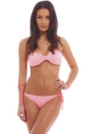 Bandeau Twist Front Striped Bikini