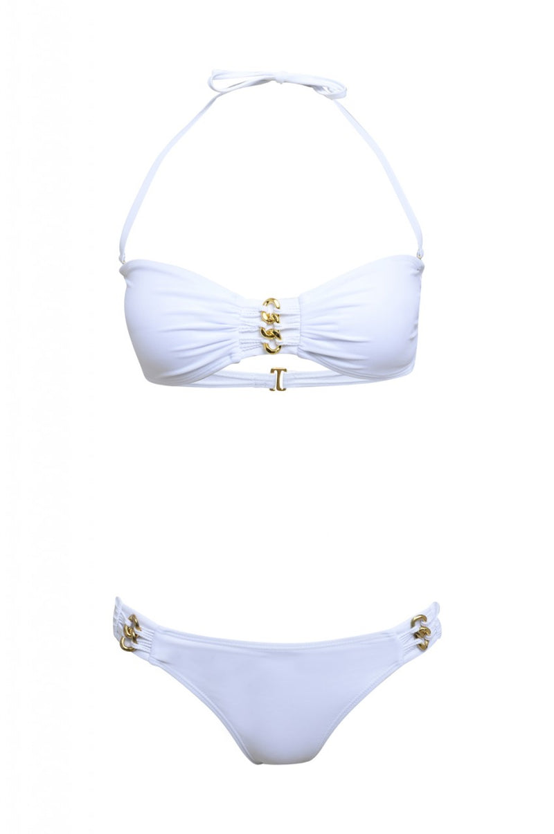 White Bandeau Style Bikini