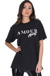 Black Amour Slogan T-Shirt