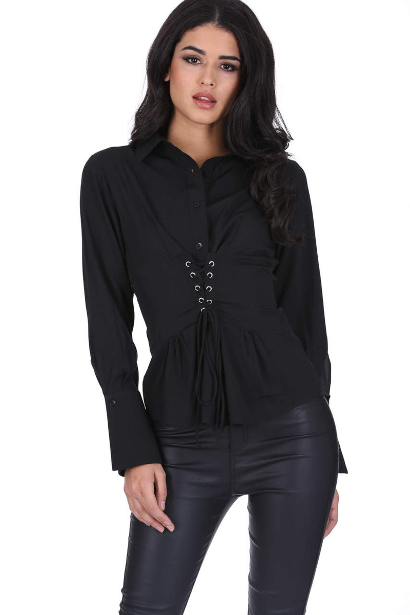 Black Corset Tie Shirt