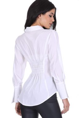White Corset Tie Shirt