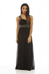 Black Embellished  Chiffon   Maxi Dress