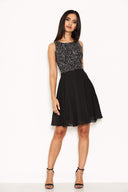 Black embellished skater skirt 2025