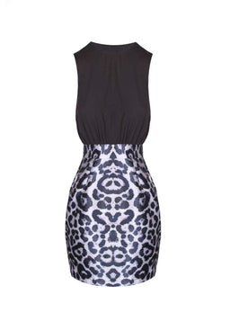 Animal Print 2 in 1 High Neck Dress