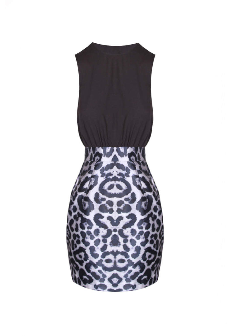 Animal Print 2 in 1 High Neck Dress