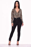 Animal Print Batwing Bodysuit