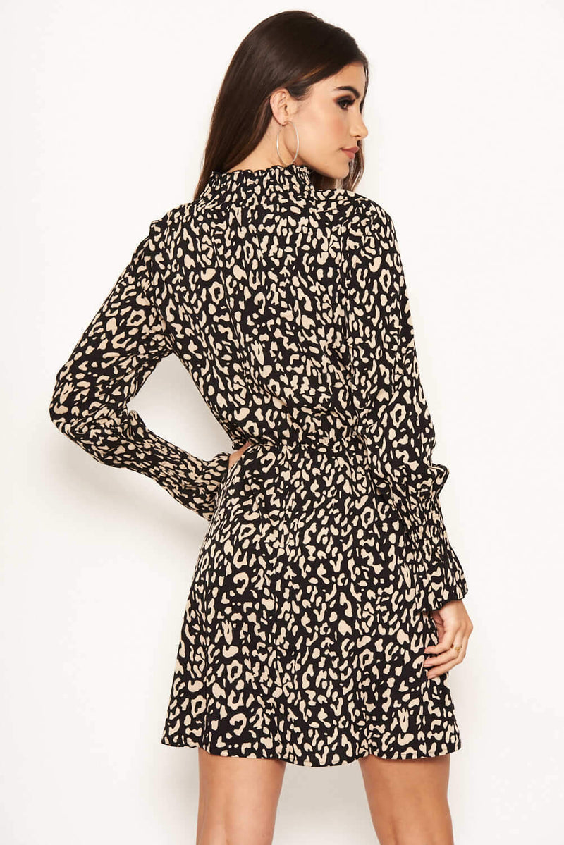 Animal Print High Neck Dress