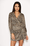 Animal Print Wrap-Style Playsuit