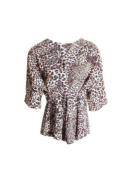 Animal Print Tie Detail Top