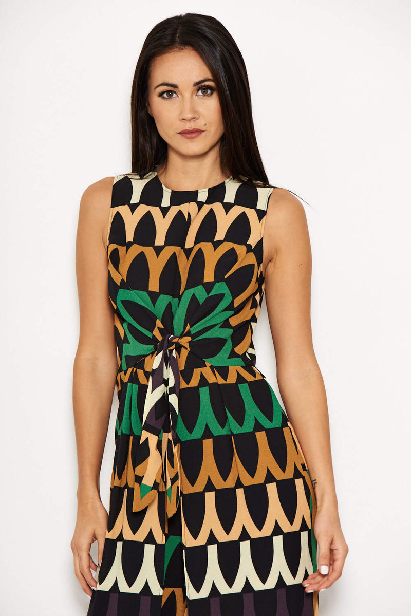 Aztec Print Tie Waist Jumpsuit