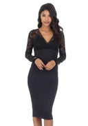 Black Bodycon Dress With Lace Top