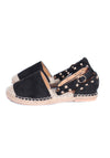 Black Faux Suede Studded Espadrille