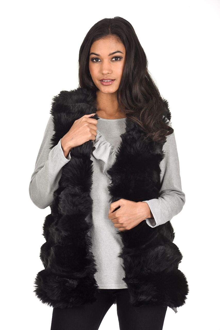 Black Faux Fur Gilet – AX Paris