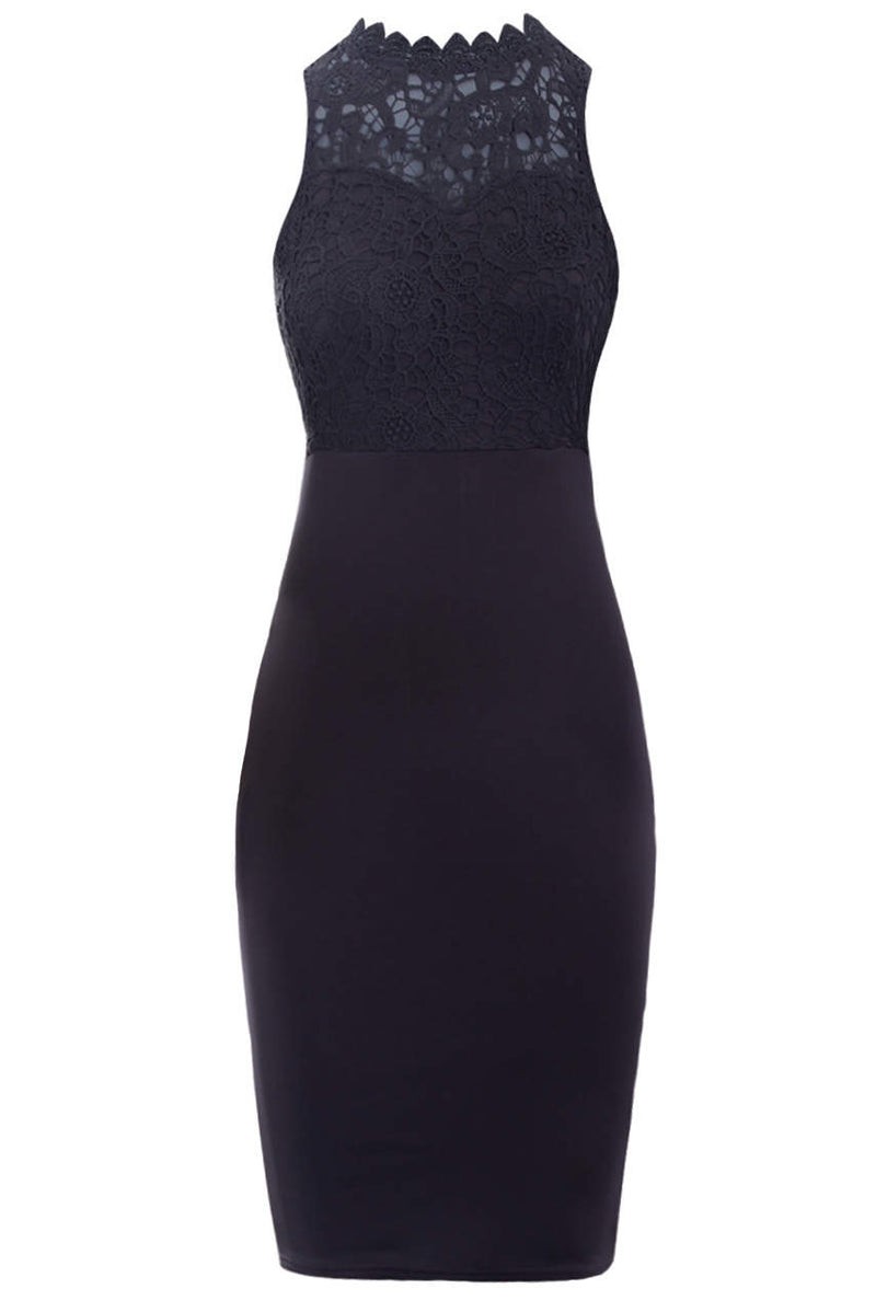 Black High Neck Crochet Bodycon Dress AX Paris Black High Neck Crochet Bodycon Dress AX Paris