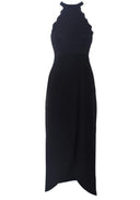 Black Lace Overlay Wrap Maxi Dress