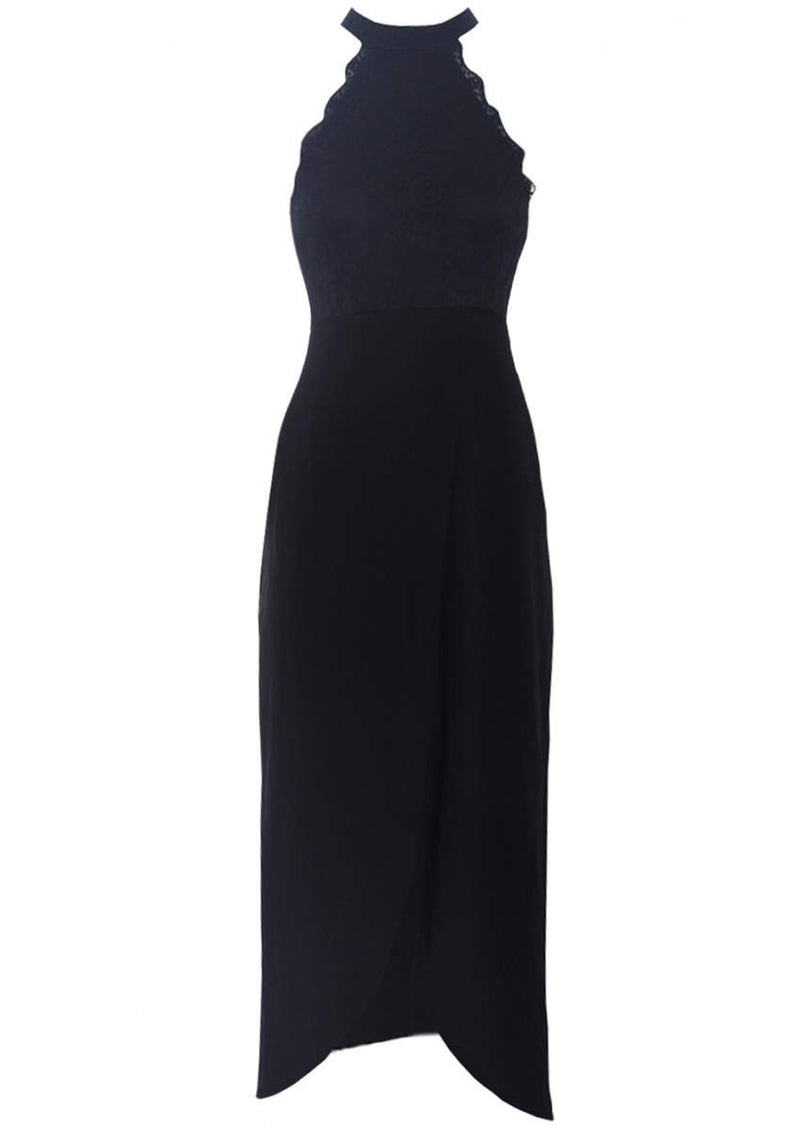 Black Lace Overlay Wrap Maxi Dress AX Paris Black Lace Overlay Wrap Maxi Dress AX Paris