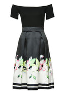 Black Floral 2 in 1 Skater Midi Dress