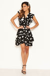 Black Polka Dot Frill Swing Dress