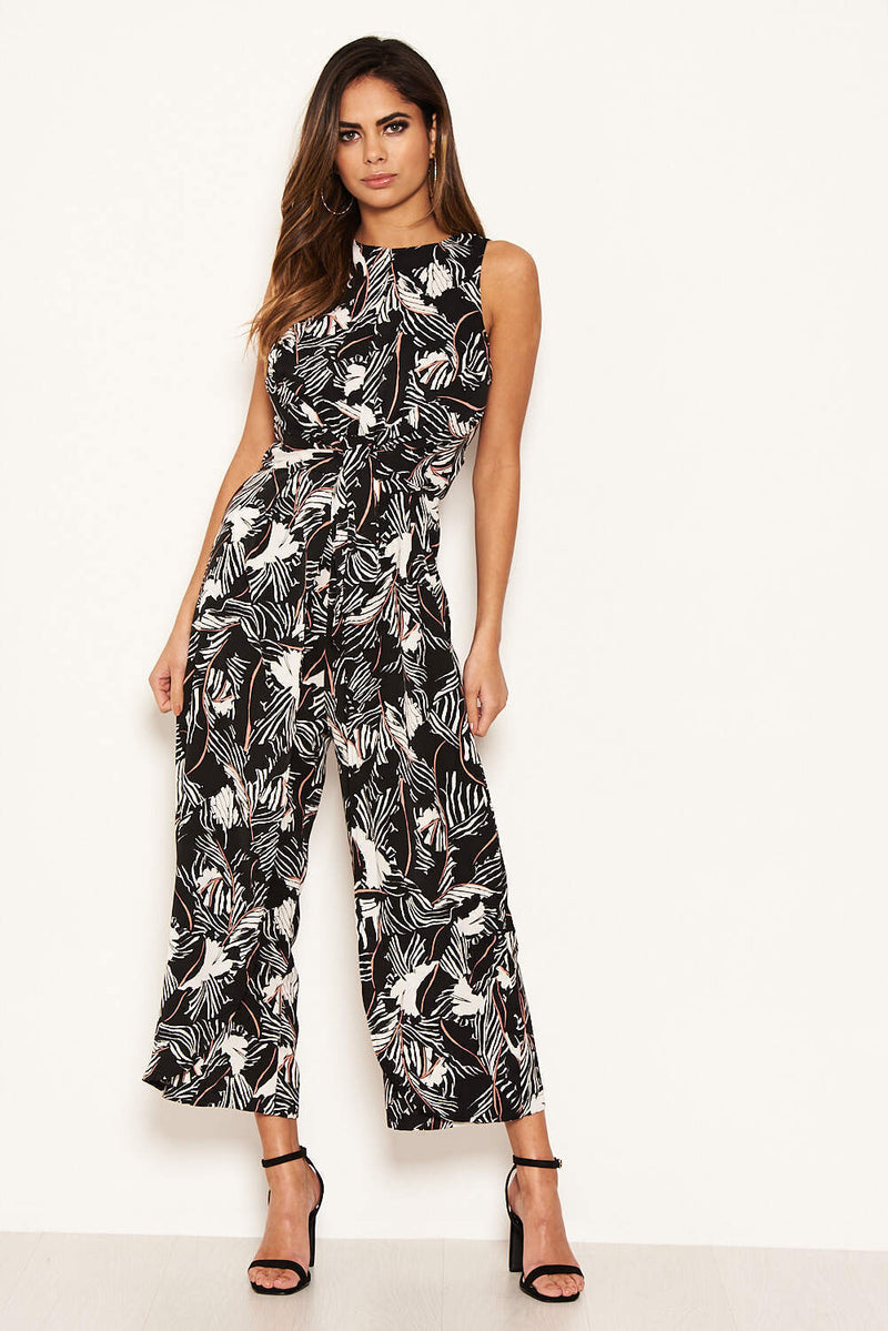 Black Printed Jump Suit