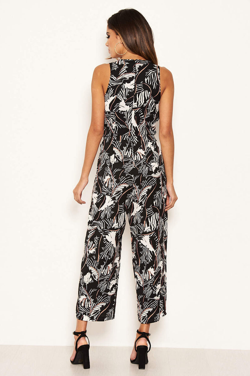 Black Printed Jump Suit