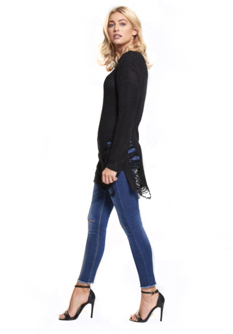 Black Ladder Cable Knit Jumper