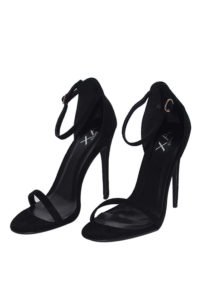 Black suede barely there heels 2025