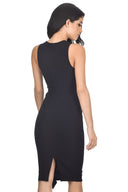 Black V-Neck Front frill Bodycon Dress