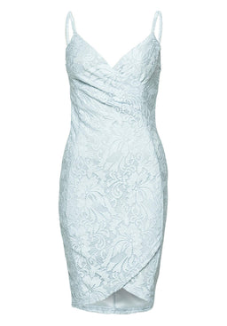 Blue Bodycon Lace Wrap Dress