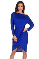 Blue Wrap Midi Dress