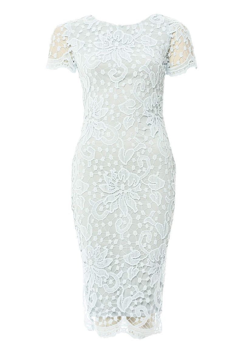 Blue Crochet Lace Midi Dress AX Paris Blue Crochet Lace Midi Dress AX Paris