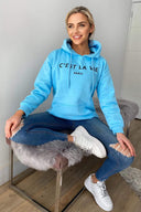 Baby Blue Cest La Vie Oversized Hoodie