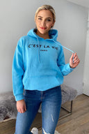 Baby Blue Cest La Vie Oversized Hoodie