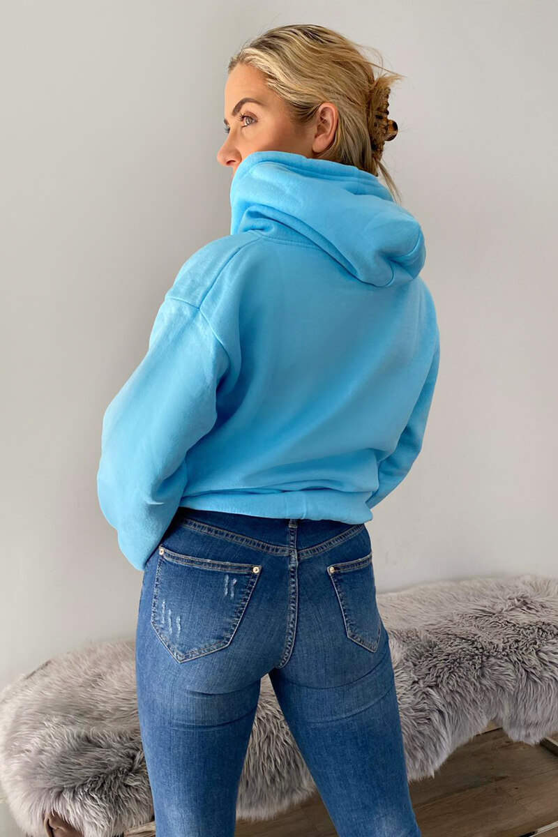 Baby Blue Cest La Vie Oversized Hoodie