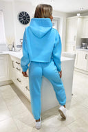 Baby Blue Cropped Hoodie Lounge Set