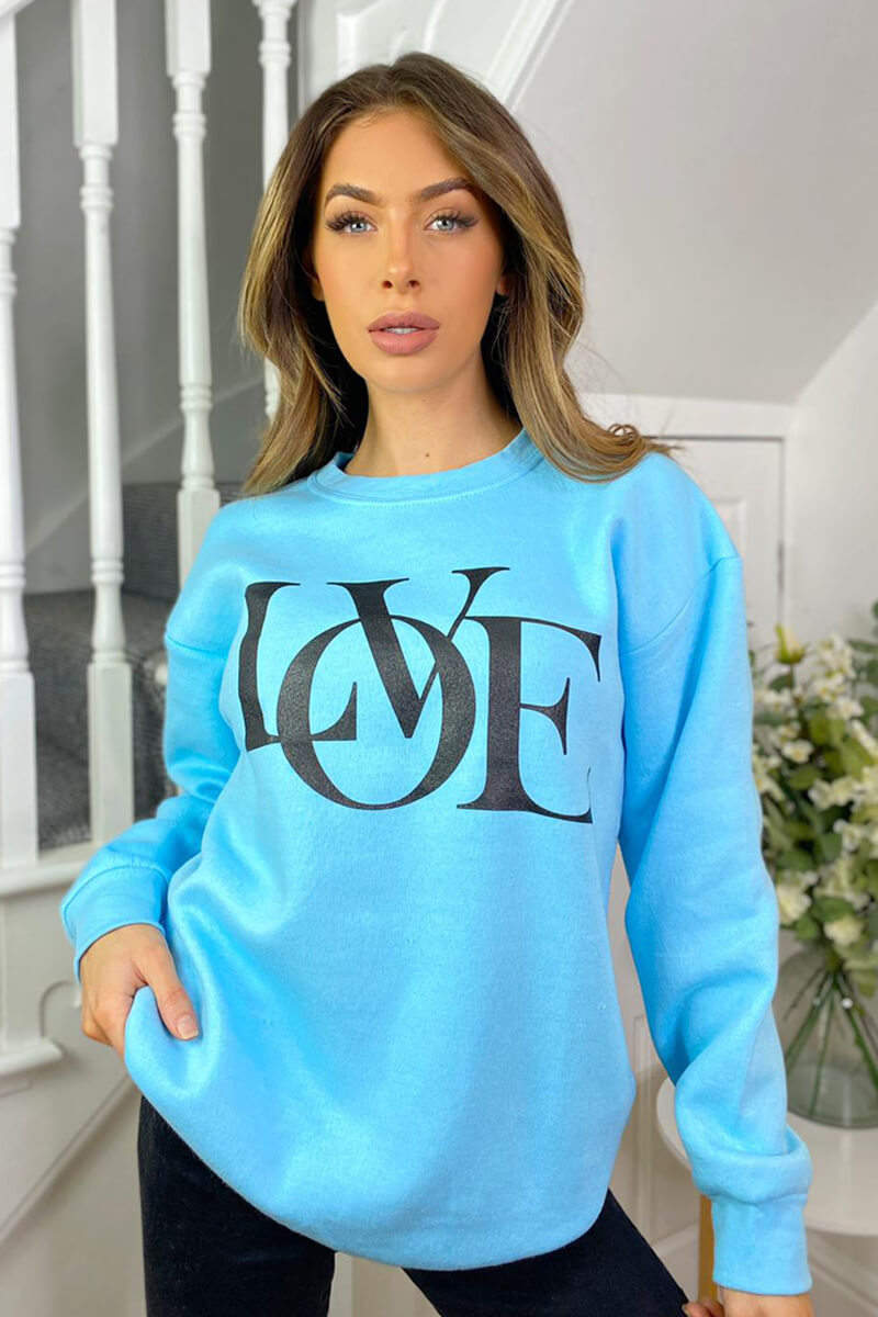 Baby Blue LOVE Sweatshirt – AX Paris