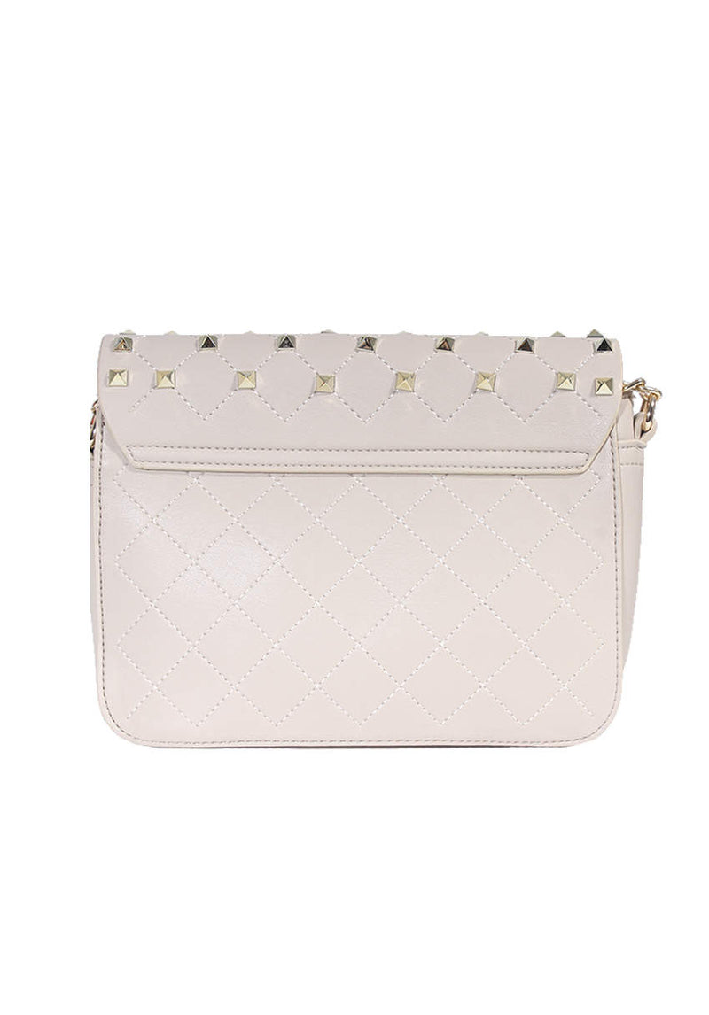 Beige Studded Clutch Bag